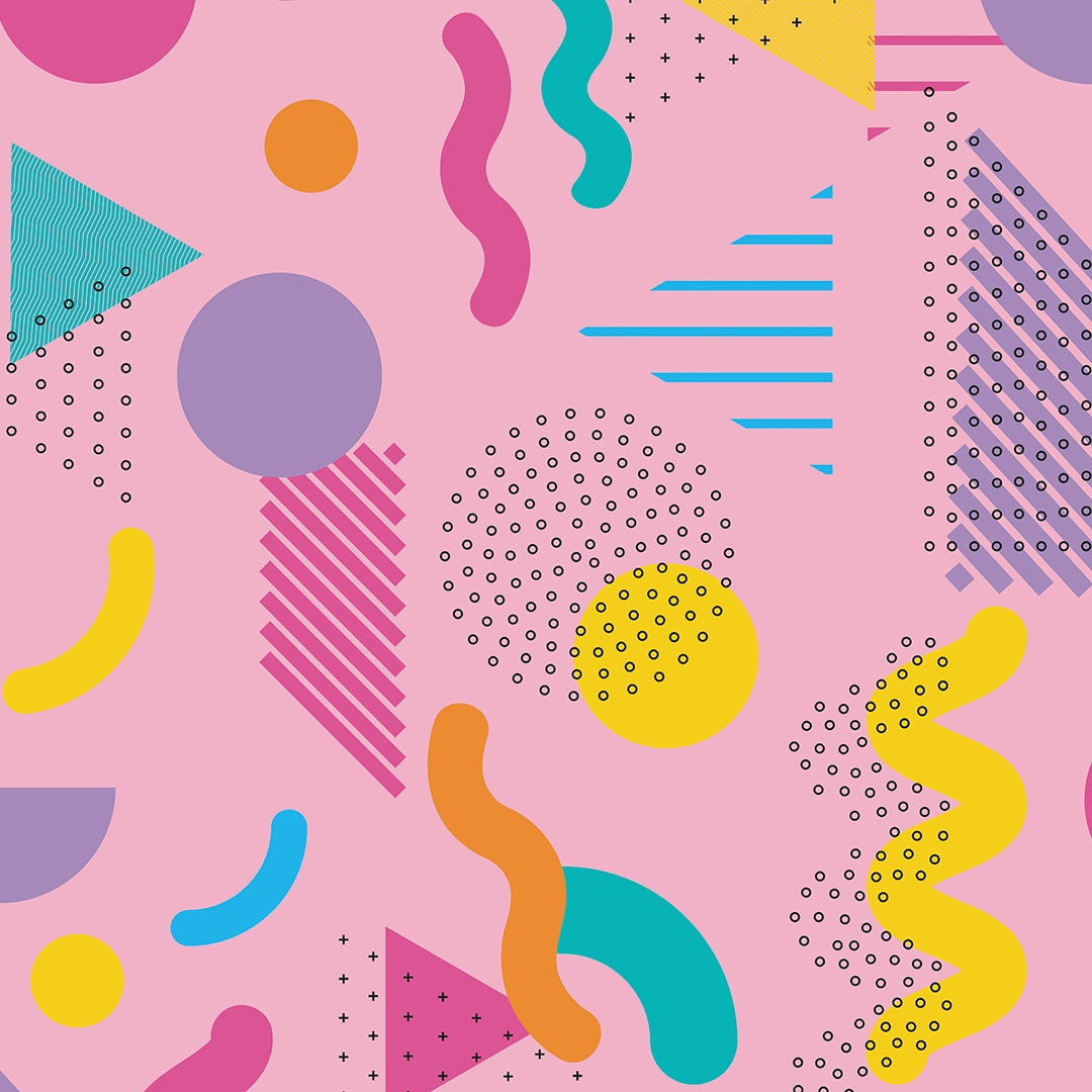 Saved By The Pattern Wallpaper in Electric Brights on Bubblegum Pink