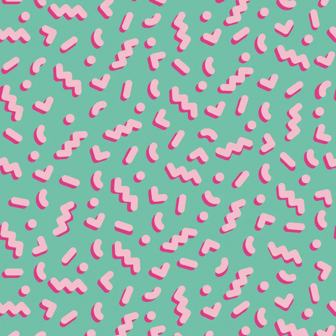 Sample of Move To The Music Wallpaper in Miami Mint and Bubblegum Pink