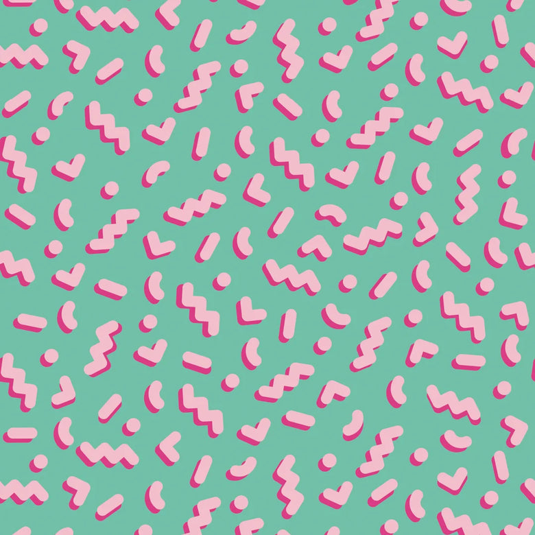 Sample of Move To The Music Wallpaper in Miami Mint and Bubblegum Pink