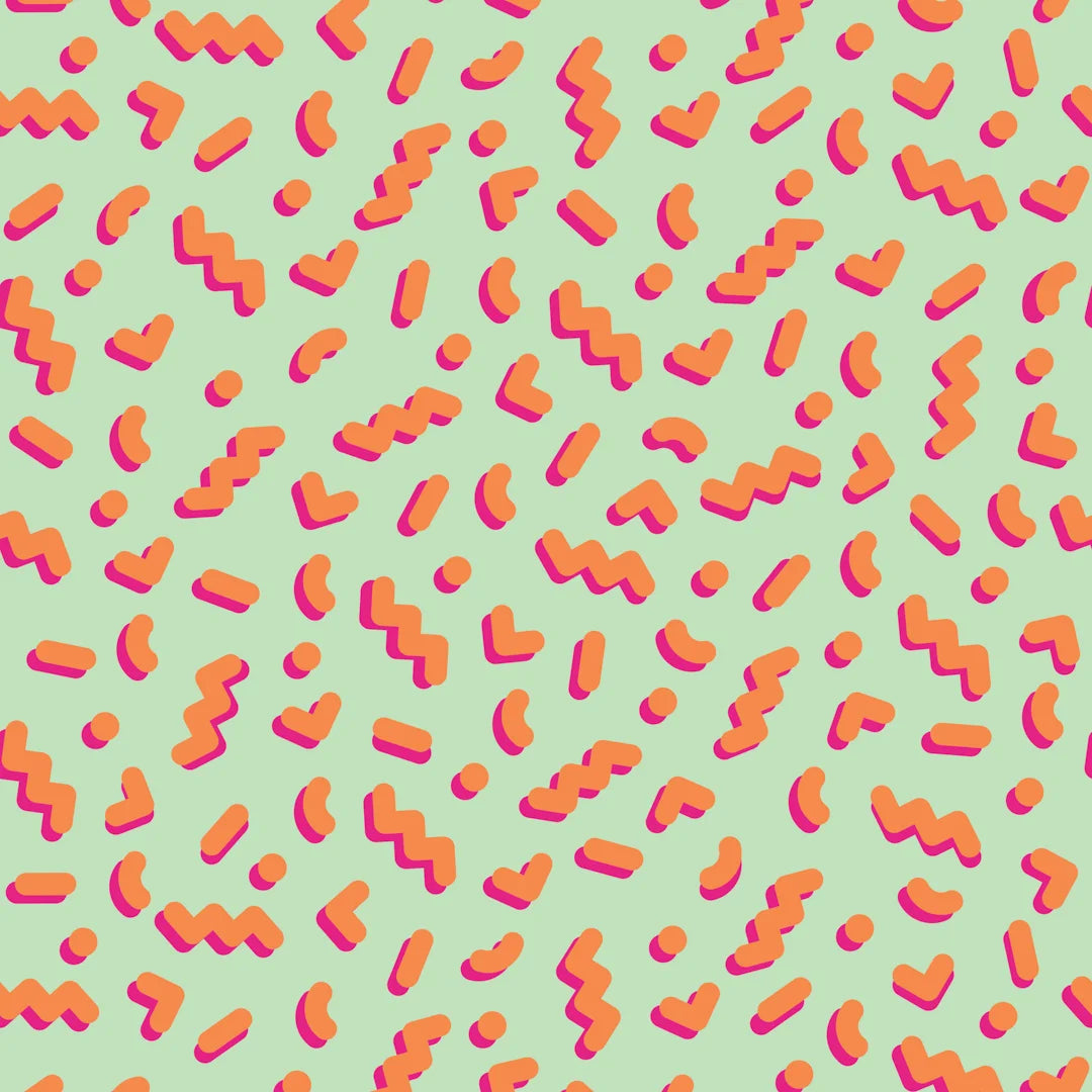 Sample of Move To The Music Wallpaper in Celadon Green and Sunset Orange