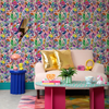 Eclectic Eden Wallpaper in Brights on Pansy Pink