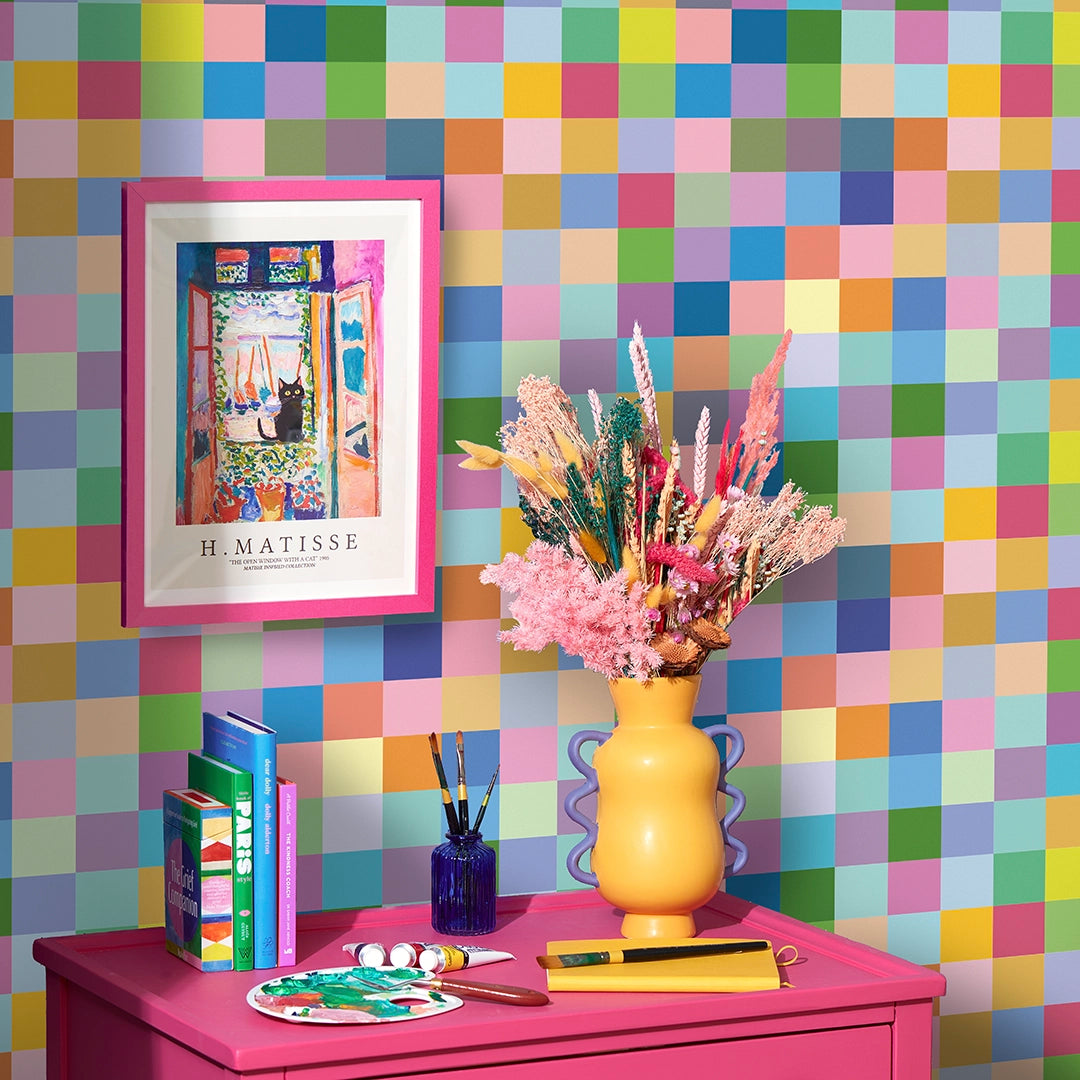 Checknicolour Dream Wallpaper in Multicoloured – Lust Home