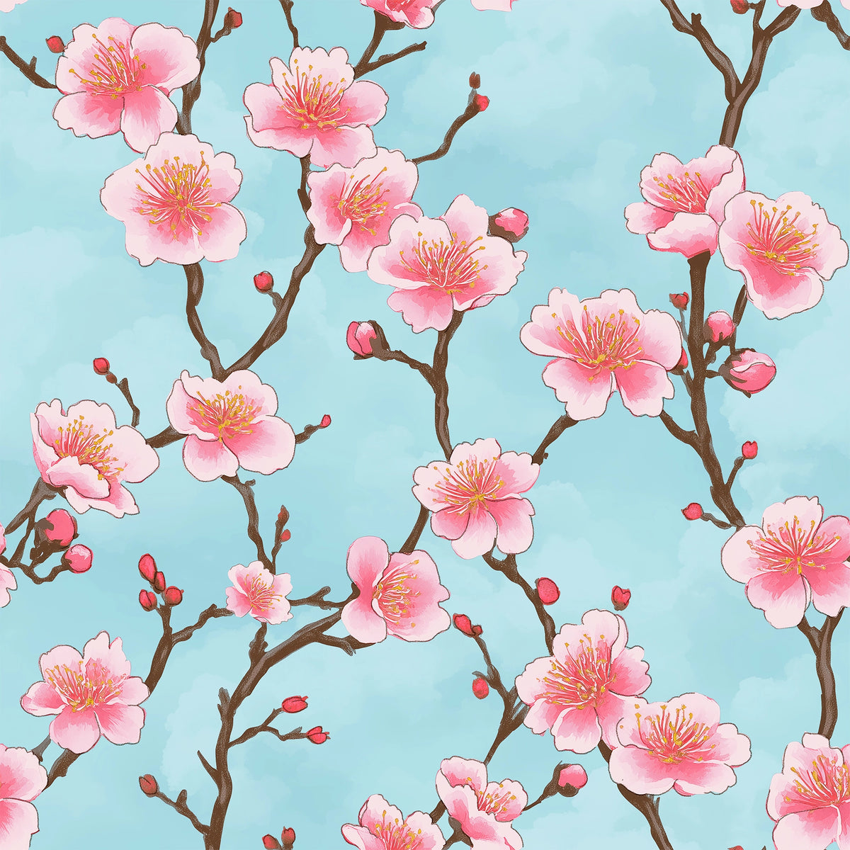 Hanami Blossom Wallpaper in Sky Blue – Lust Home