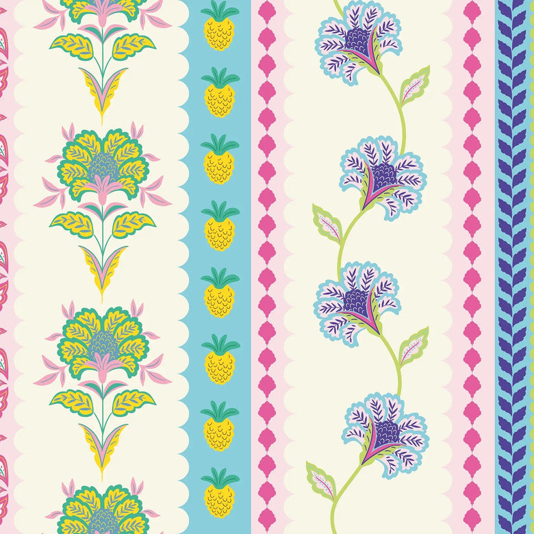 Hello Flower Wallpaper in Brights on Cream