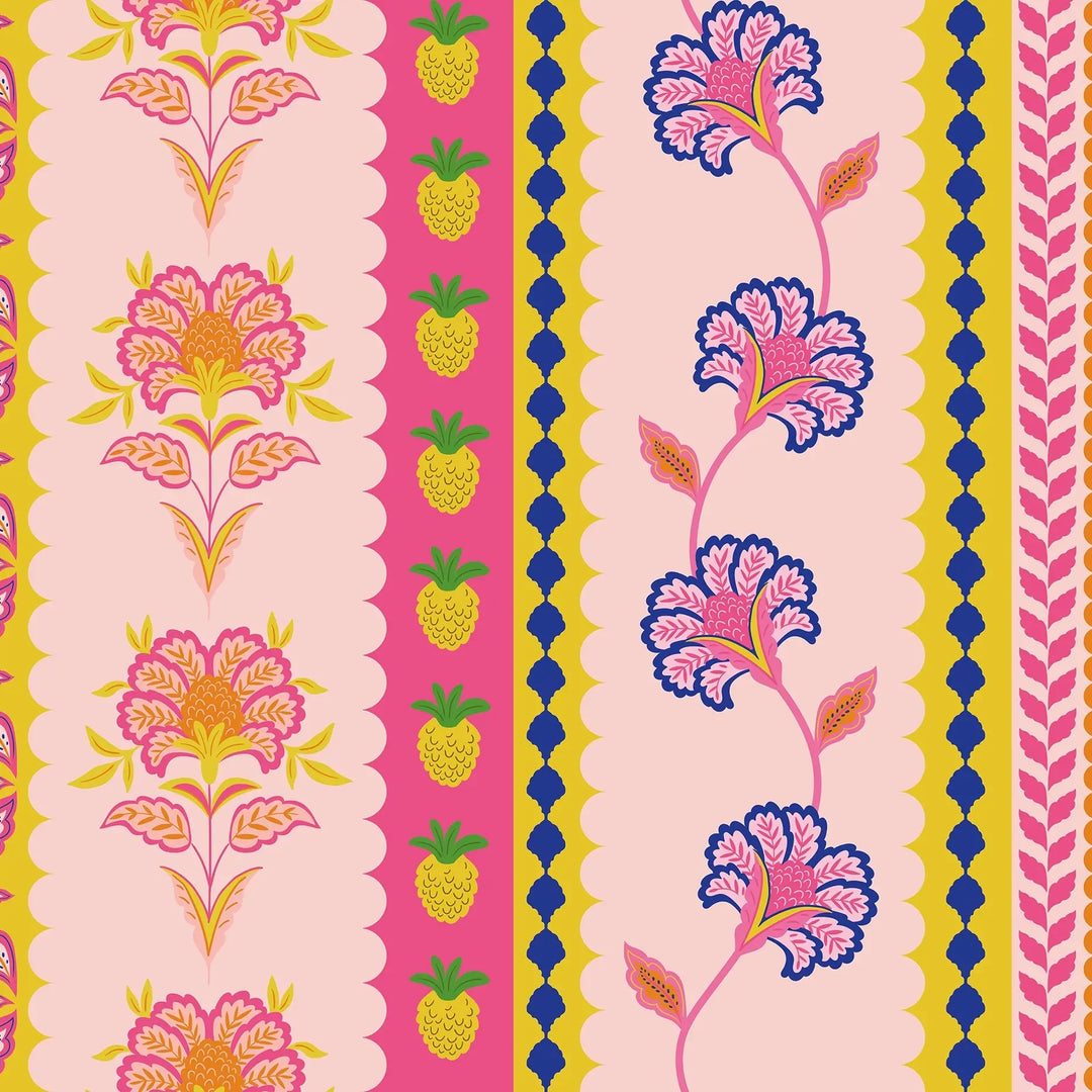 Sample of Hello Flower Wallpaper in Pinks, Orange and Yellow