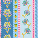 Hello Flower Wallpaper in Pinks on Blue