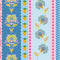 Hello Flower Wallpaper in Pinks on Blue