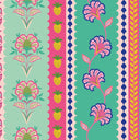Hello Flower Wallpaper in Pinks on Greens