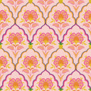 Blooming Geometric Wallpaper in Pinks, Orange and Yellow