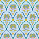 Blooming Geometric Wallpaper in Pinks on Blues