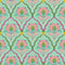 Blooming Geometric Wallpaper in Pinks on Greens