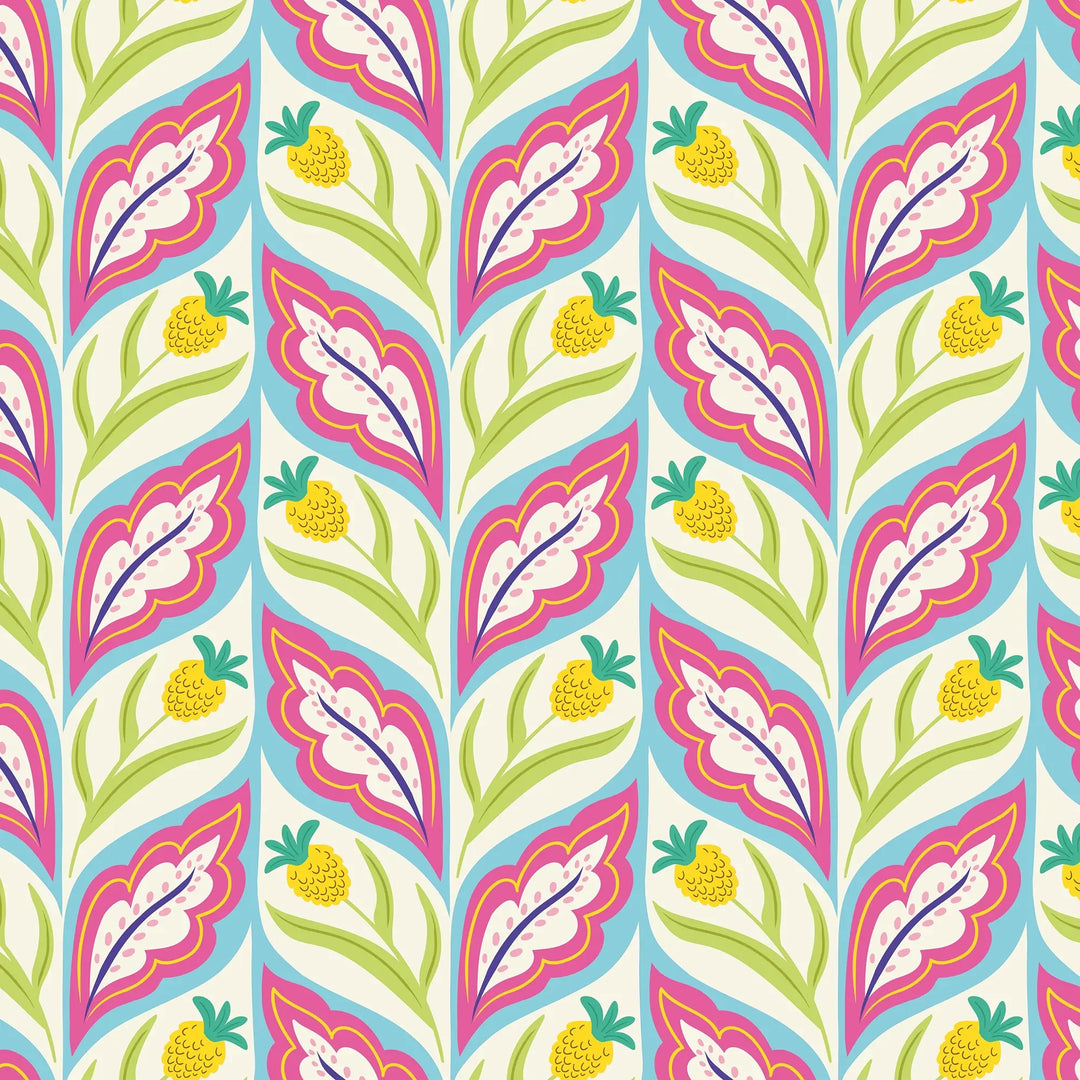 Not a Petal out of Place Wallpaper in Brights on Cream