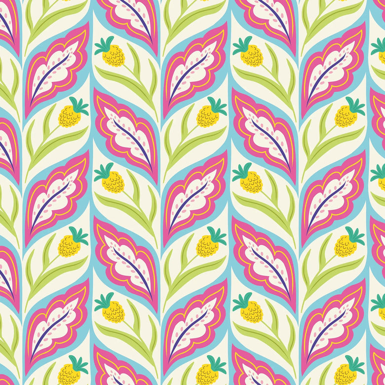 Not a Petal out of Place Wallpaper in Brights on Cream