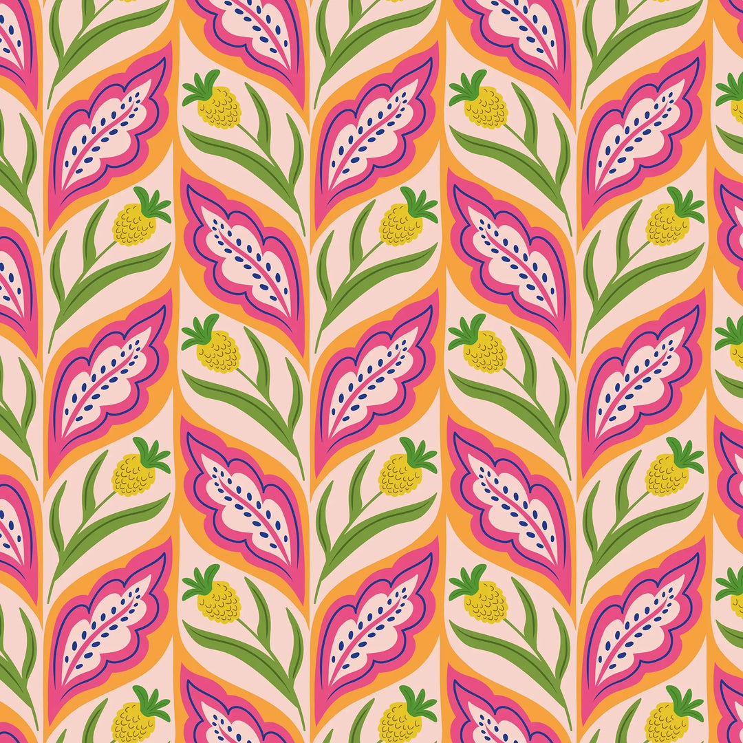 Not a Petal out of Place Wallpaper in Pinks, Orange and Yellow