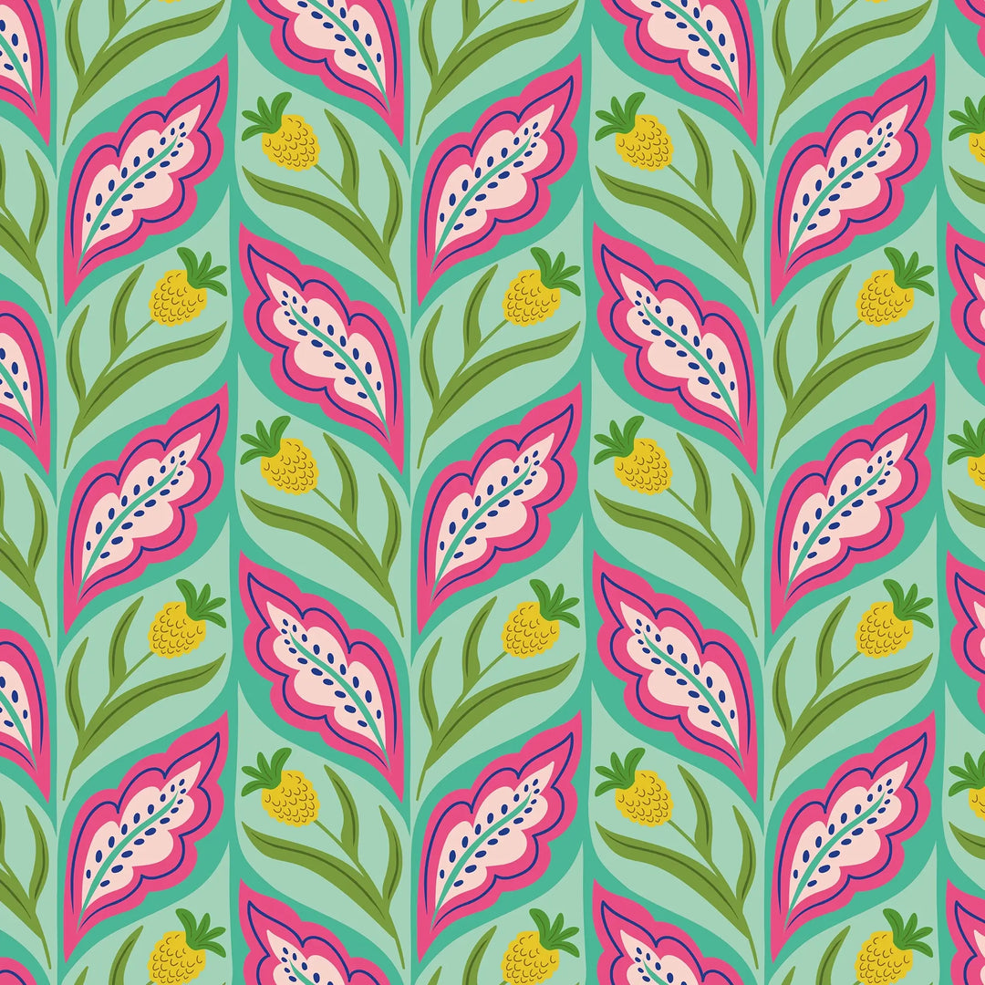 Not a Petal out of Place Wallpaper in Pinks on Greens