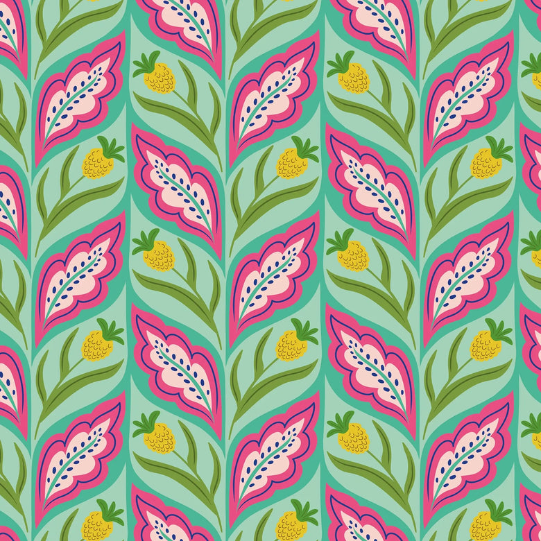 Not a Petal out of Place Wallpaper in Pinks on Greens