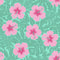 Sample of Huephoric Hibiscus Wallpaper in Pink and Teal