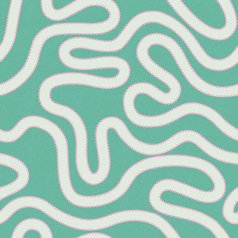 Sample of Dotty as a Squiggle Wallpaper in Teal and Pink