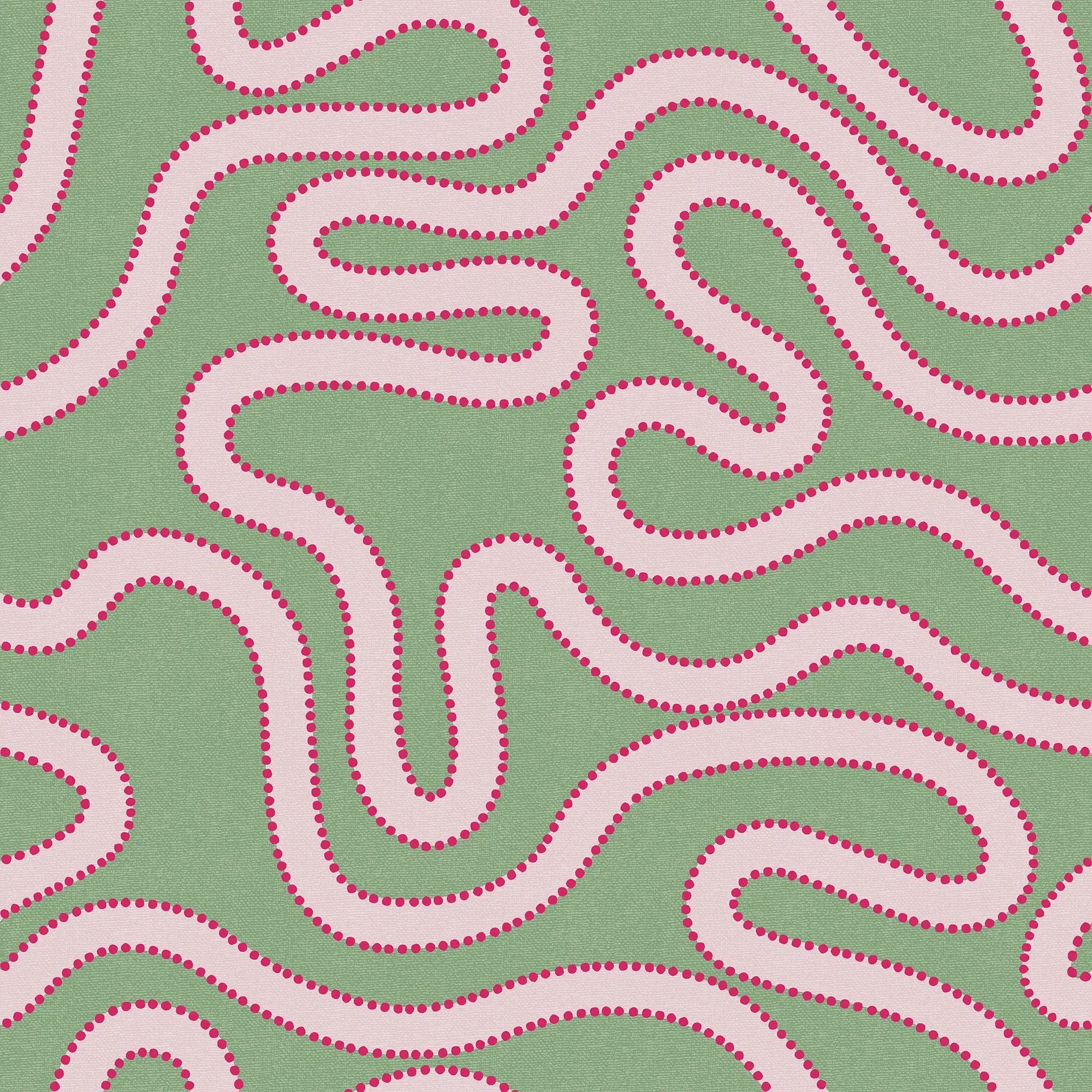 Dotty as a Squiggle Wallpaper in Sage and Pinks
