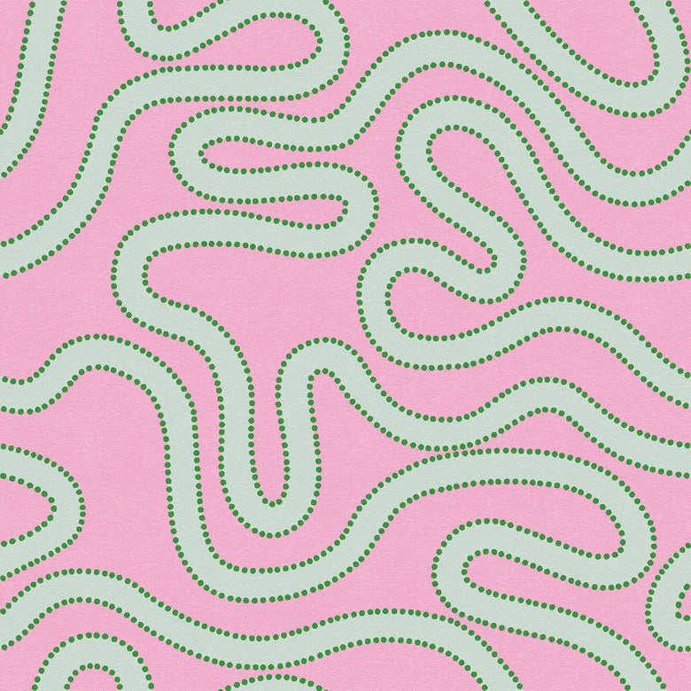 Dotty as a Squiggle Wallpaper in Pink and Greens