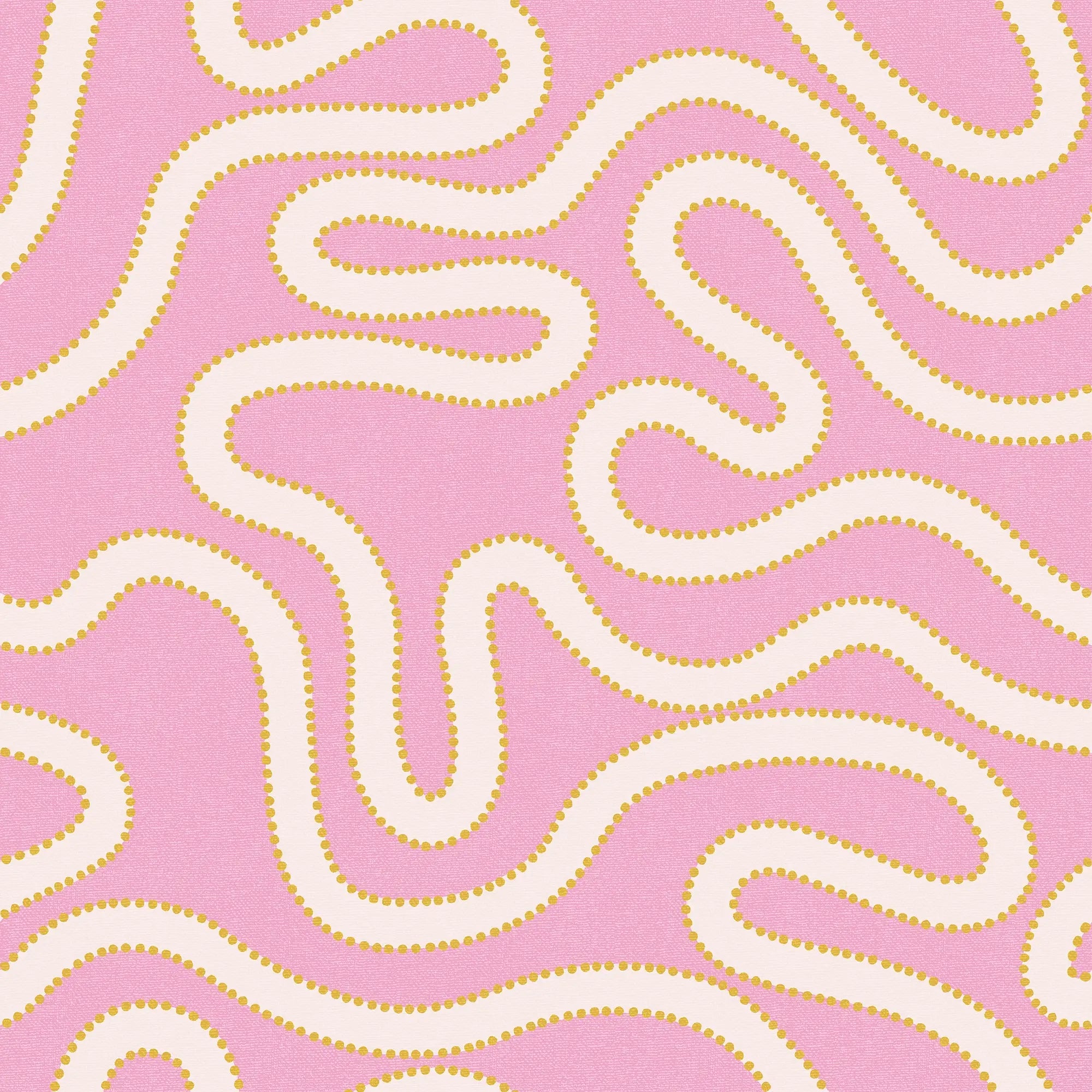 Dotty as a Squiggle Wallpaper in Pink and Yellow