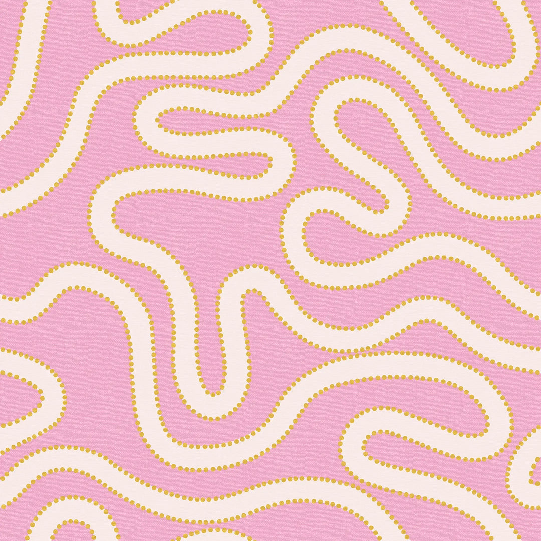 Dotty as a Squiggle Wallpaper in Pink and Yellow