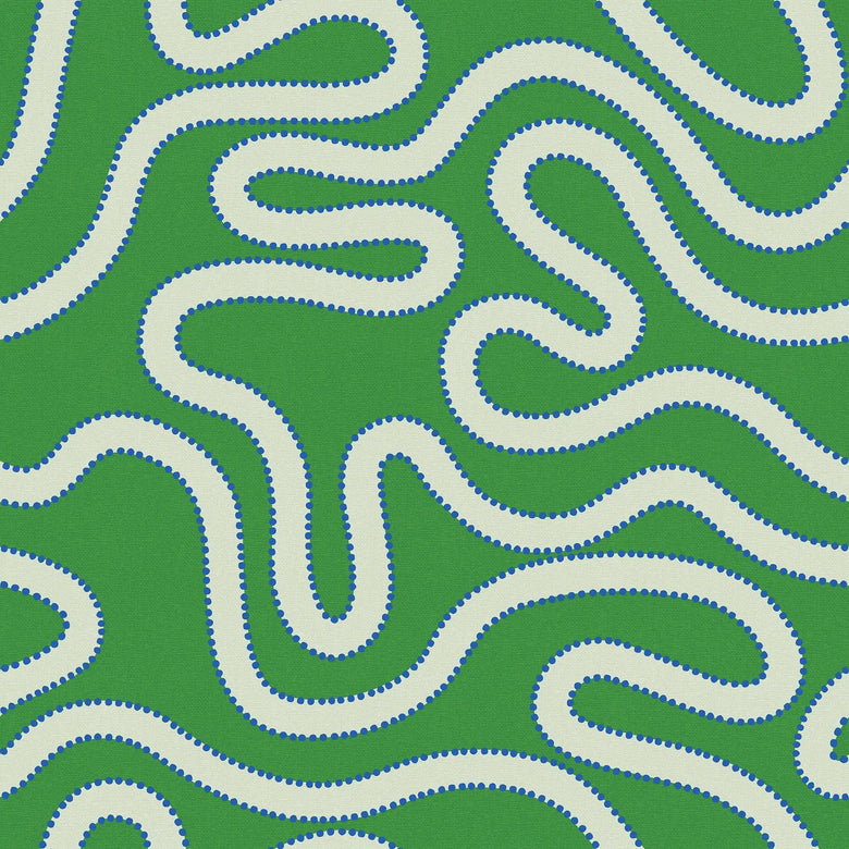 Sample of Dotty as a Squiggle Wallpaper in Green and Electric Blue