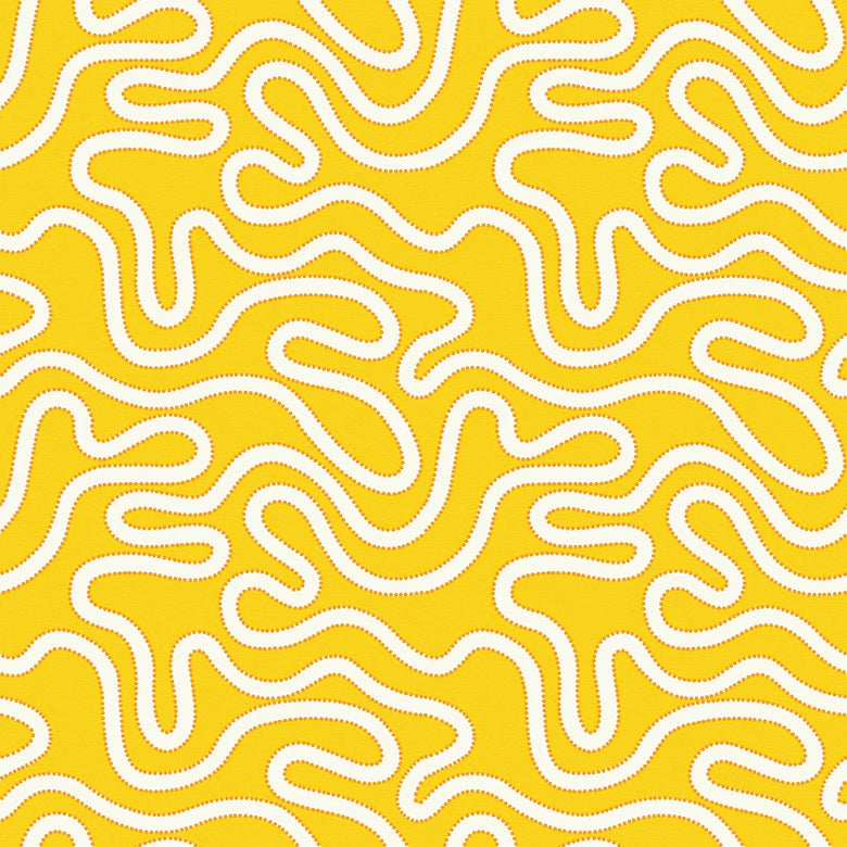 Ickle Squiggle Wallpaper in Yellow and Orange