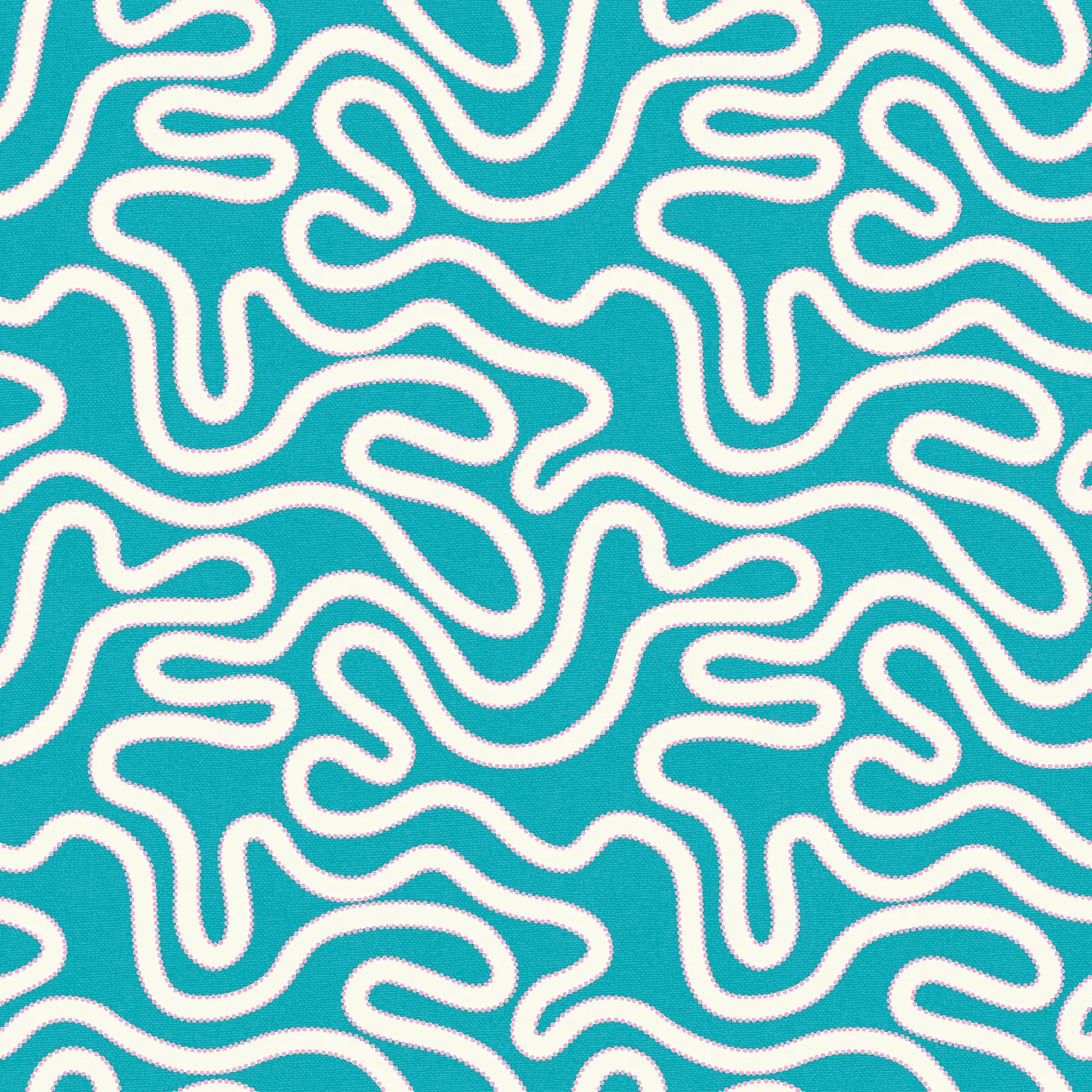 Ickle Squiggle Wallpaper in Turquoise and Pink