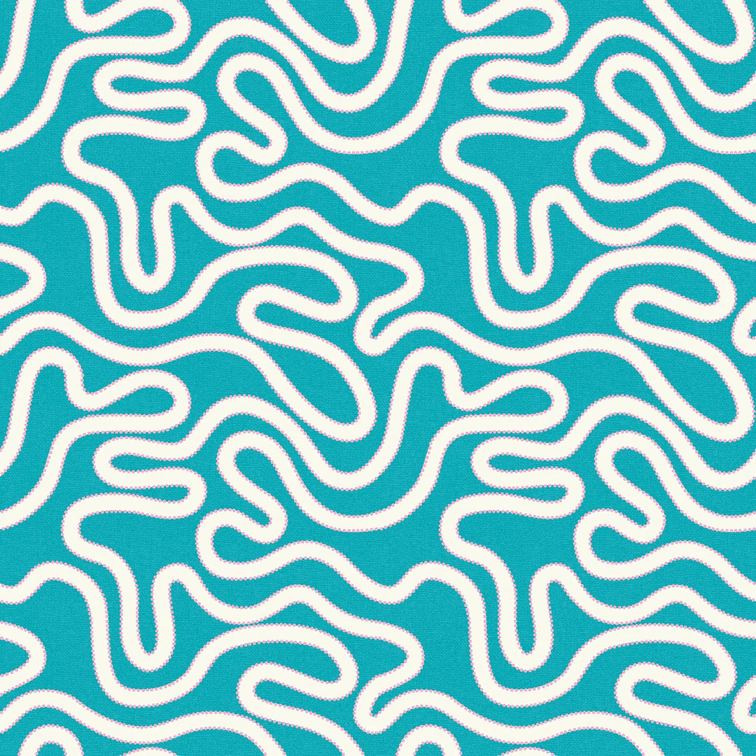 Ickle Squiggle Wallpaper in Turquoise and Pink