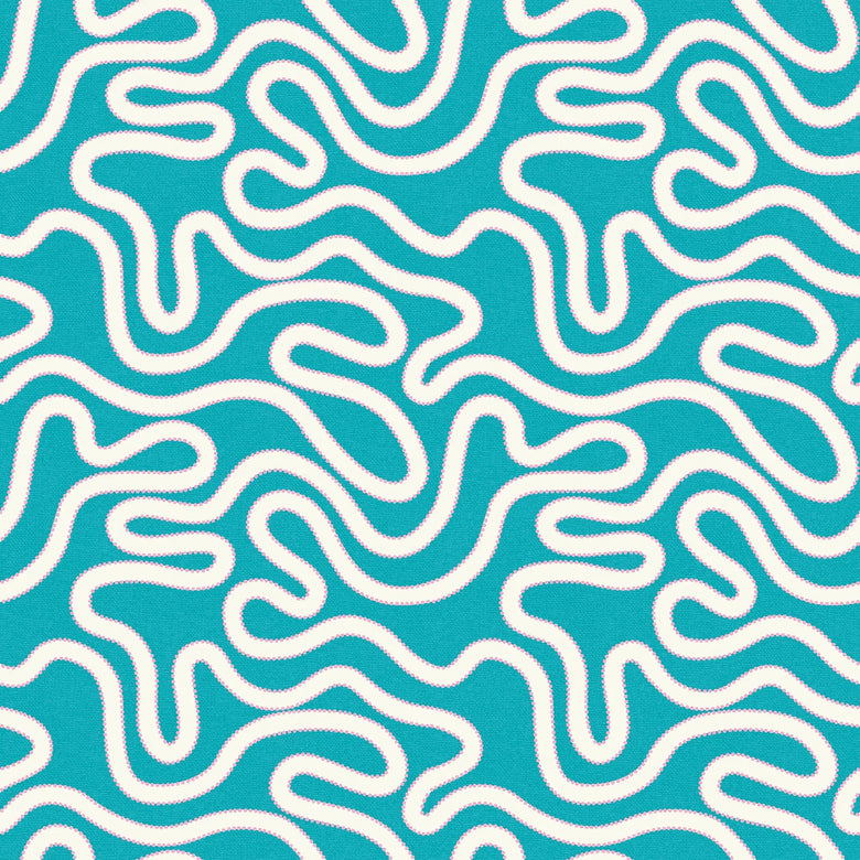 Sample of Ickle Squiggle Wallpaper in Turquoise and Pink