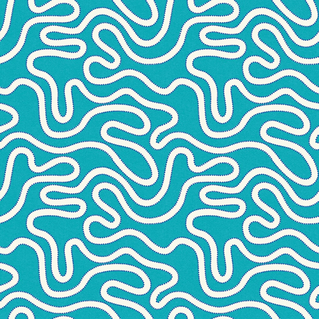 Ickle Squiggle Wallpaper in Turquoise and Blue