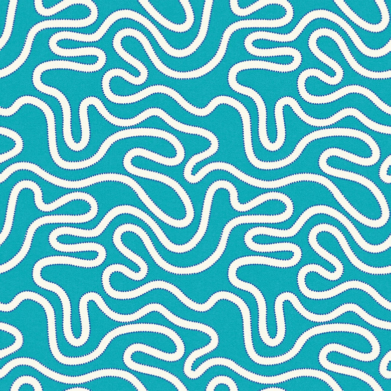Ickle Squiggle Wallpaper in Turquoise and Blue