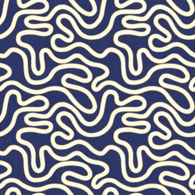 Ickle Squiggle Wallpaper in Navy and Yellow