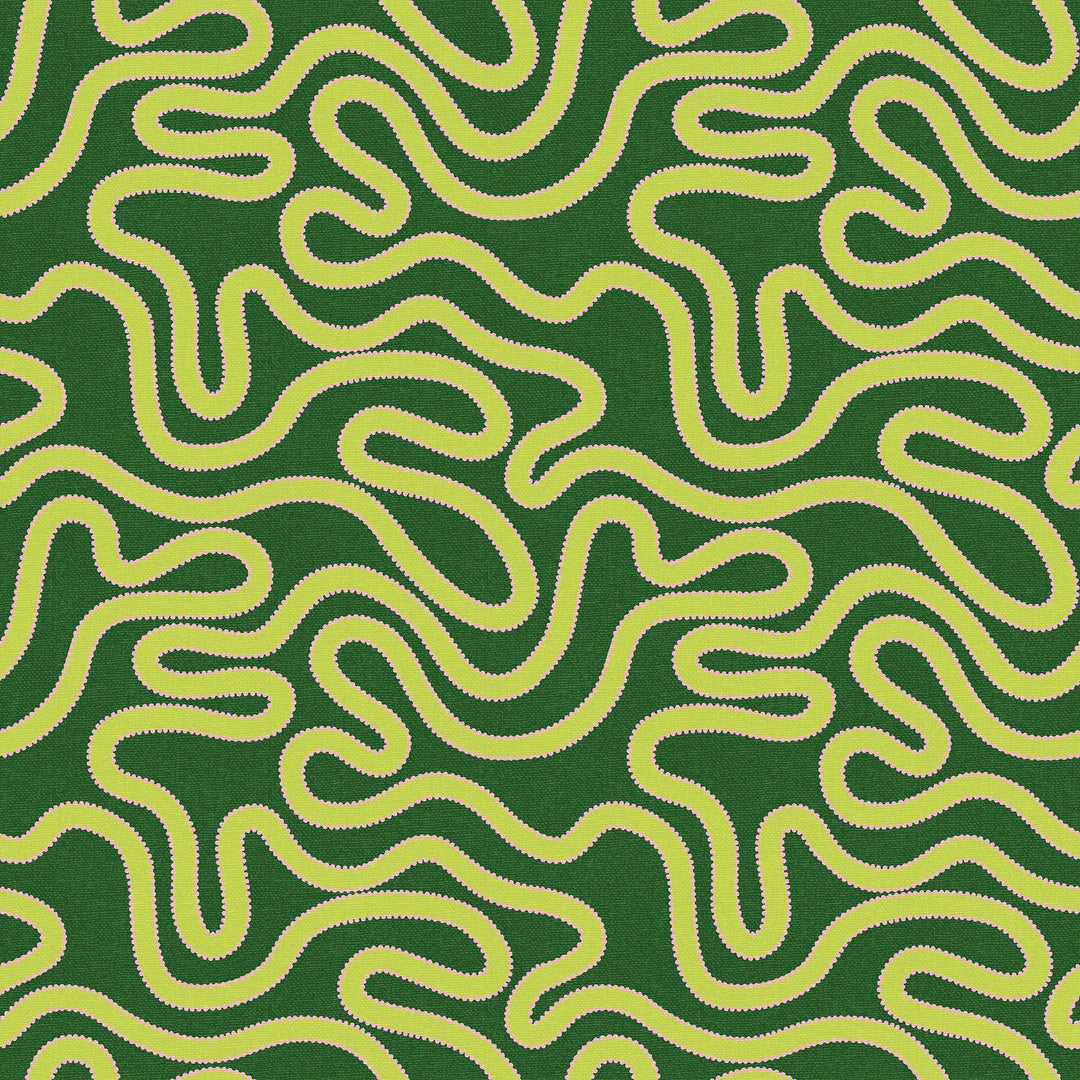 Sample of Ickle Squiggle Wallpaper in Green Lime and Pink