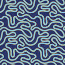 Ickle Squiggle Wallpaper in Dark Blue, Turquoise and Yellow