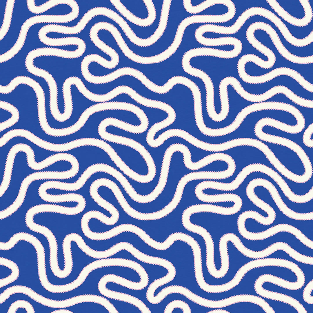 Ickle Squiggle Wallpaper in Blue and Pink