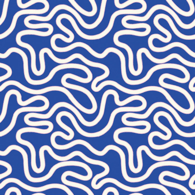 Sample of Ickle Squiggle Wallpaper in Blue and Pink