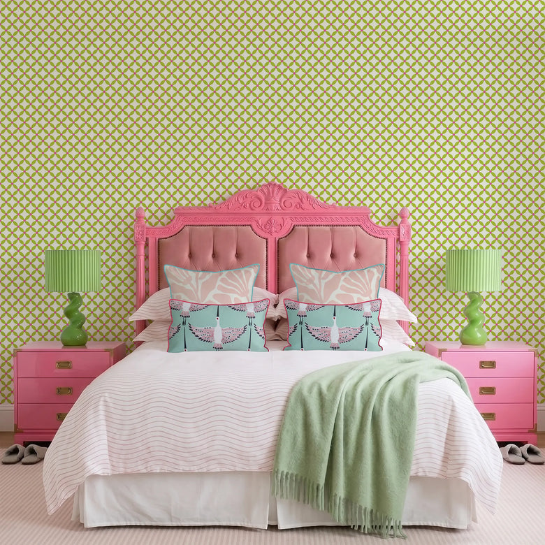 Holly Berry Wallpaper in Double Cream & Green
