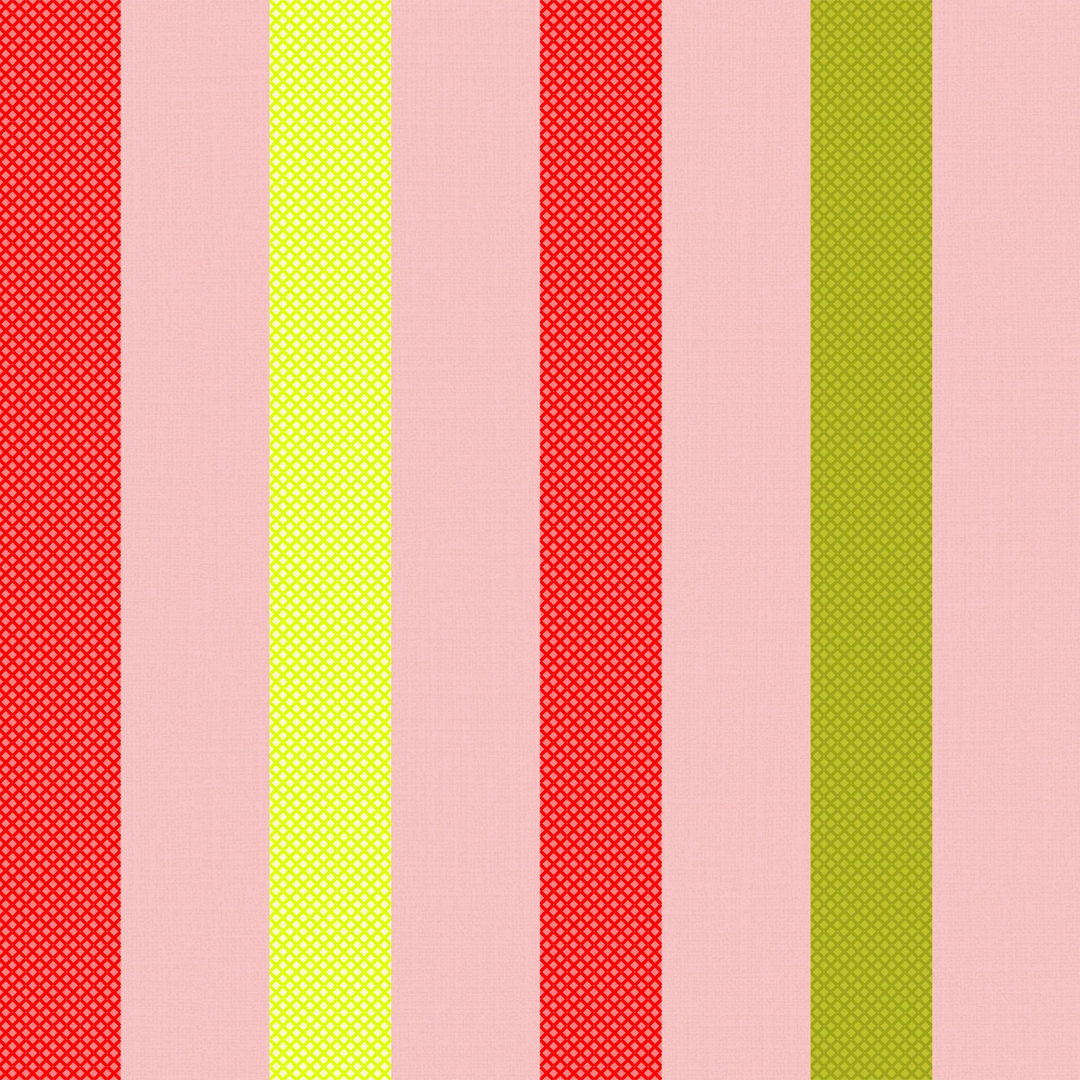 Candy Stripe Stitch Wallpaper in Candy Pink, Green Apple and Poison Apple