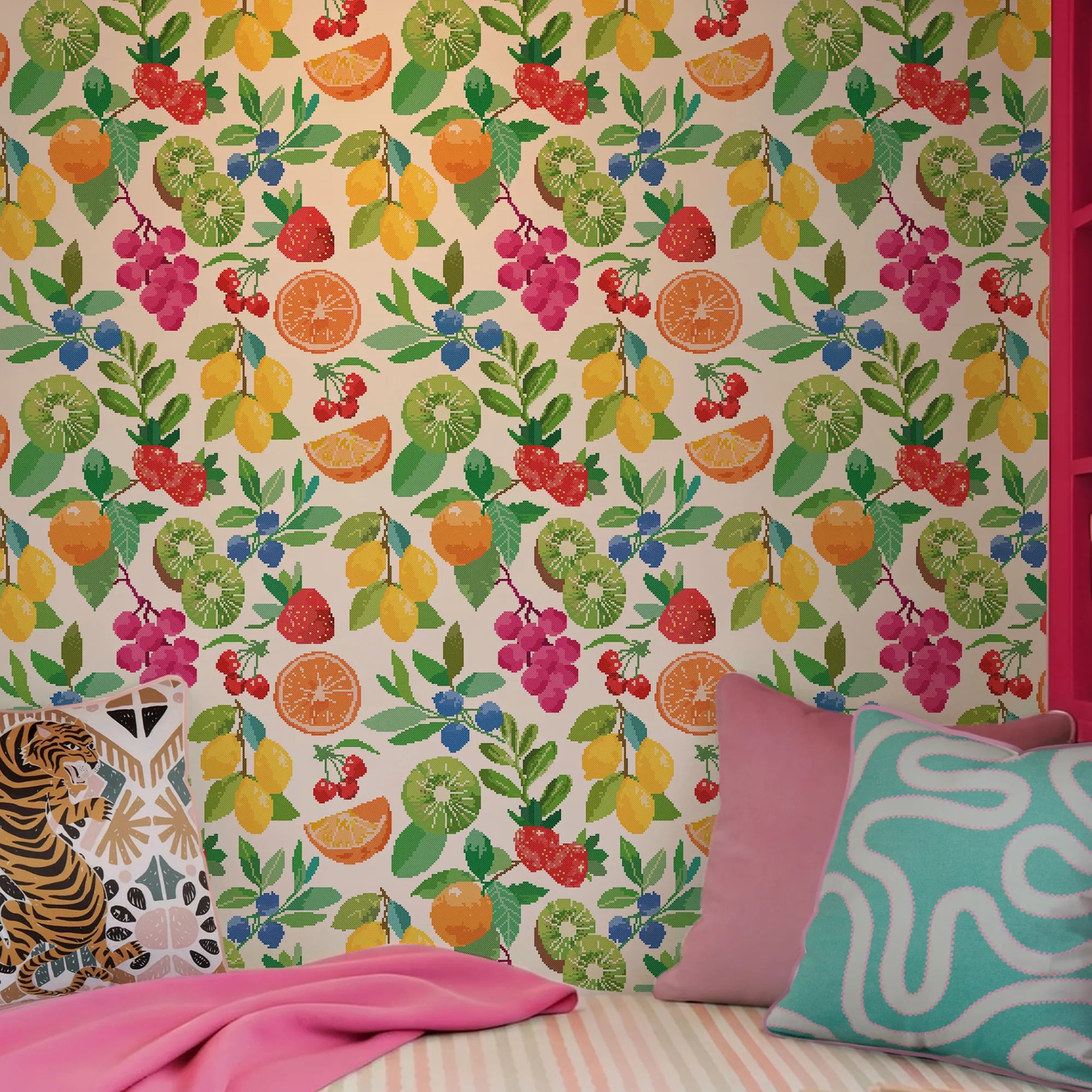 Fruit Medley Wallpaper in Multicoloured on Double Cream