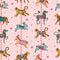 A Carousel of Characters Wallpaper in Candy Pink