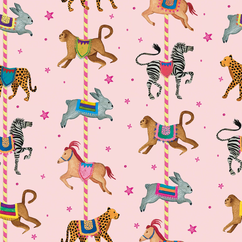A Carousel of Characters Wallpaper in Candy Pink