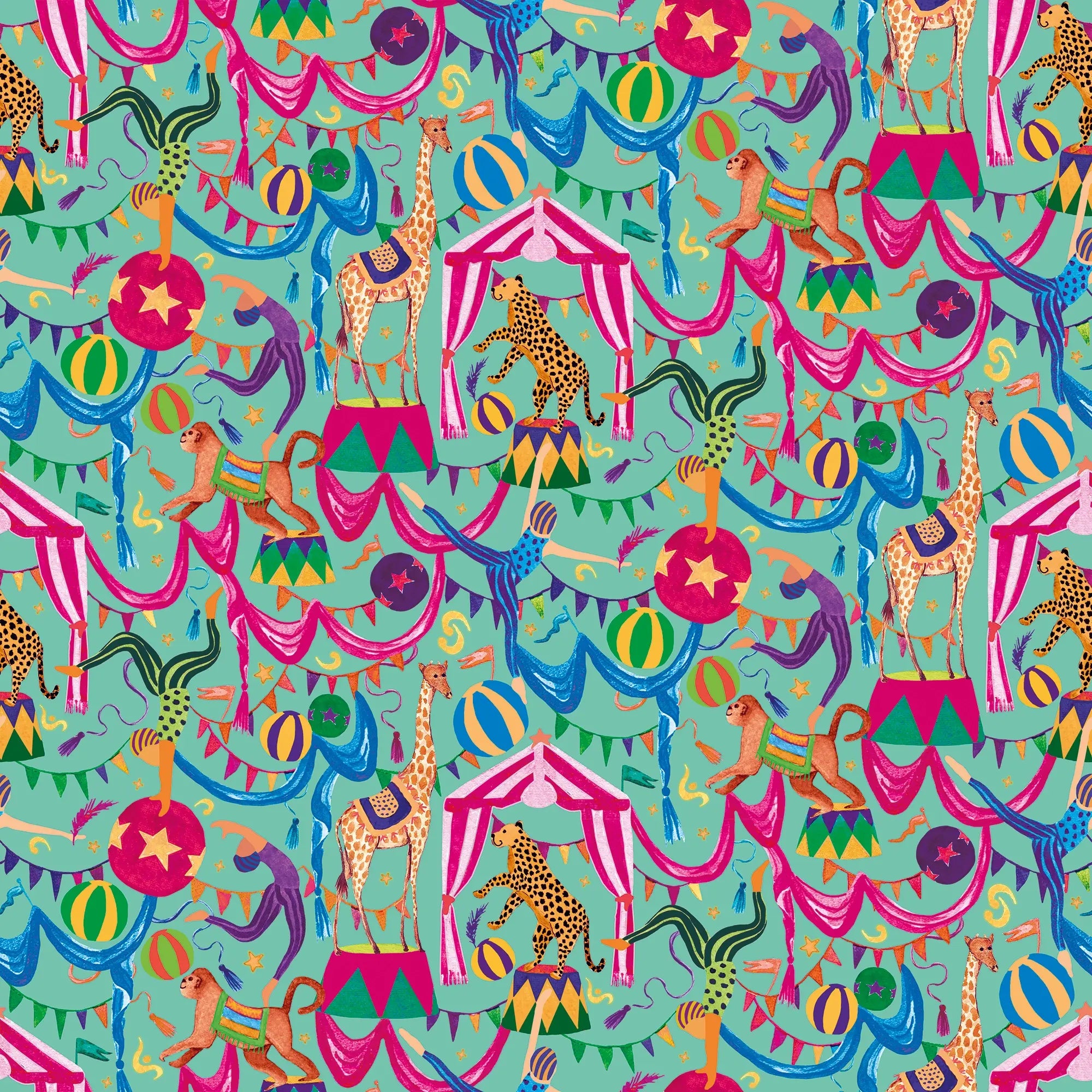 Carnival Capers Wallpaper in Mint