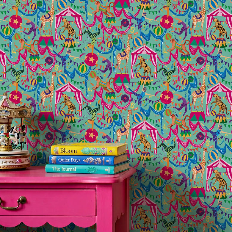 Carnival Capers Wallpaper in Mint