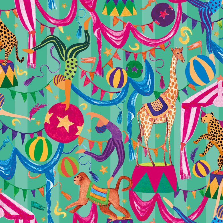 Carnival Capers Stripe Wallpaper in Mint