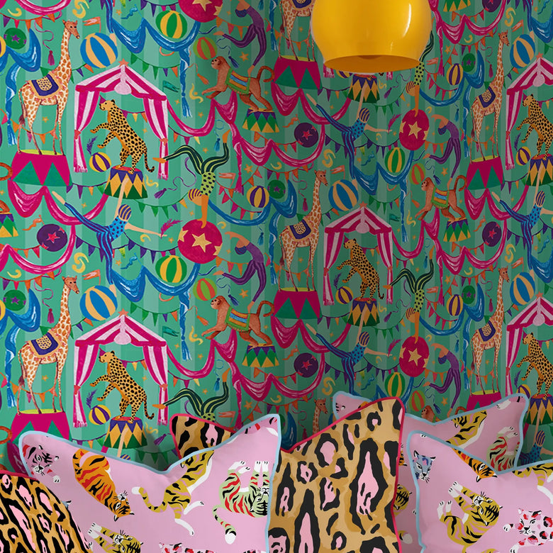 Carnival Capers Stripe Wallpaper in Mint