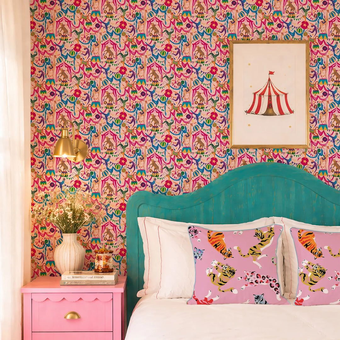 Carnival Capers Wallpaper in Candy Pink