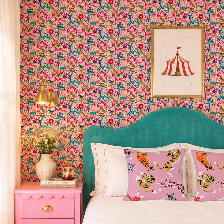 Carnival Capers Wallpaper in Candy Pink