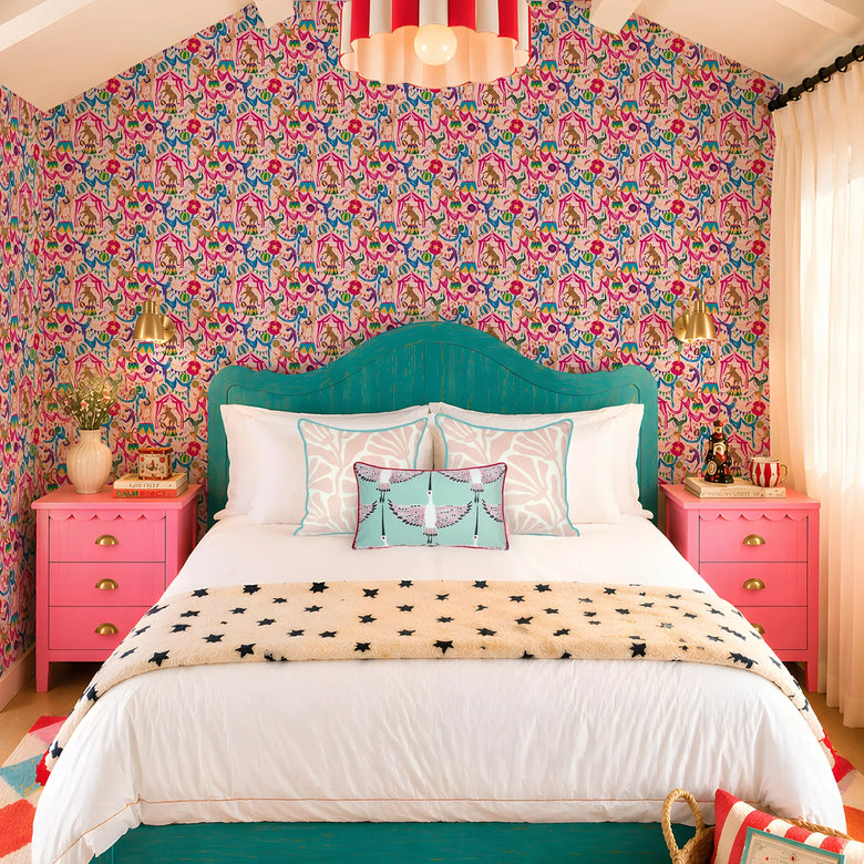 Carnival Capers Wallpaper in Candy Pink